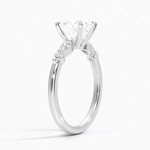 BOJ <b>Ring</b> 0147 Princess Cut 925 <b>Silver</b> Marquise and Round Prong Setting <b>Solitaire</b> Diamond <b>Ring</b> 2ct D Color VVS1 Moissanite GRA - Product Image 2