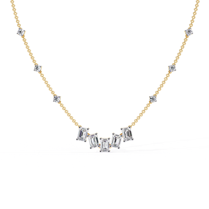 Aries Jewel Minimalist Emerald Cut Lab Grown Diamond <b>Chain</b> Necklace CVD HTHP Diamond <b>14K</b> Solid <b>Gold</b> Neckwear <b>Chain</b> - Product Image 1