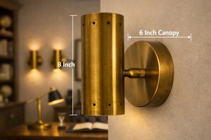 Mid Century Modern Brass <b>Wall</b> <b>Sconce</b> – Solid Brass Cylindrical <b>Wall</b> <b>Light</b>, Vintage Style Indoor <b>Wall</b> Lamp for Bedroom, Living - Product Image 5