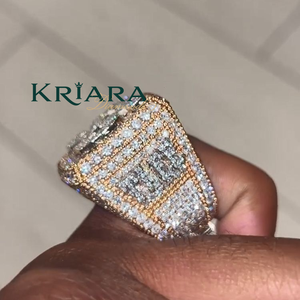 Anillo de Diamante Cultivado en Laboratorio para Hombre, Plata 925, Oro Sólido de 18K, Chapado en Oro Rosa, Corte Brillante Redondo, Estilo Hiphop, Uso Diario - Product Image 3