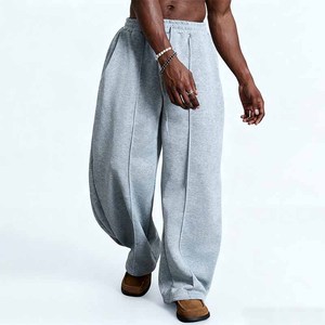 Men's Light Gray <b>Harem</b> Pants Elastic Waist Casual Knitted Cotton Joggers Autumn Wear Breathable Midweight Style - Product Image 4
