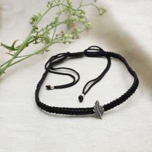 925 Sterling Silver Adjustable Leaf <b>Bracelet</b> with Black Cord Womens Waist Chain Leaf Shape brass Ladies Silver Plated Fine Gift - Product Image 3