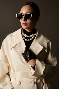 Manteau long d'hiver pour femme, double boutonnage, entièrement en duvet, 100% coton, soie tafetta épaisse, col en V, col tailleur, couleur ivoire - Product Image 3