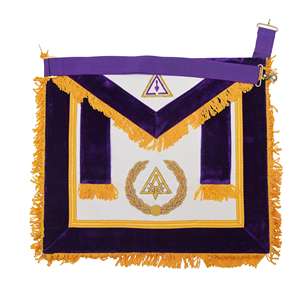 Delantales Masónicos Personalizados NESTA SPORTS, Azul y Blanco, con Bordado de Encaje, 14º Grado, Rito Escocés, Insignia de Cuero Premium con Pin - Product Image 4