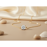 Collier solitaire pour femme avec diamant de laboratoire taille coussin serti à griffes, plaqué or 10K, cadeau classique pour fiançailles et mariage