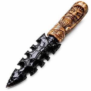 Dague en obsidienne noire taillée à la main avec manche style roi viking, couteau rituel en pierre fait main, athame gothique païen, cadeau - Product Image 5