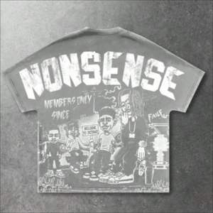 T-shirt vintage streetwear en coton, coupe oversize à épaules tombantes, tissu épais, pour homme, impression graphique de haute qualité, haut décontracté et tendance. - Product Image 1