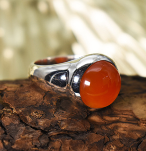 Natural Round Carnelian Cabochon <b>Ring</b> Bezel Set in 92.5 Sterling Silver <b>Crystal</b> Cabochon <b>Ring</b> Wedding <b>Ring</b> - Product Image 1