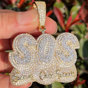 จี้เพชรโมอิสซาไนต์แบบ Iced Out ชุบทอง 18K จี้ตัวอักษรตามสั่ง จี้ชื่อแบบสองสีสองชั้น สไตล์ฮิปฮอป - Product Image 6