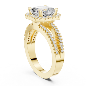 แหวนหมั้นสุดหรูและน่ารัก มาพร้อมเพชรทรง Asscher คุณภาพเยี่ยมที่เพาะเลี้ยงในห้องปฏิบัติการและวงแหวนประดับเพชรแบบหรูหราสำหรับผู้หญิง - Product Image 4