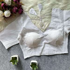 Blusa de diseñador en tela de algodón puro con elástico para un mejor ajuste, lista para usar y completamente cosida. - Product Image 4