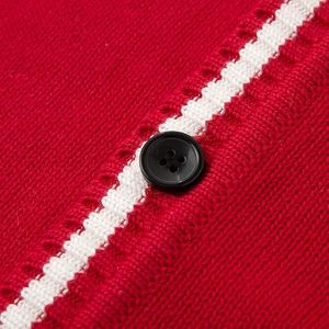 เสื้อคาร์ดิแกนคอวีน้ำหนักเบาระบายอากาศได้ดี เสื้อสเวตเตอร์ถักลายทางแบบวาร์ซิตี้สำหรับผู้ชาย ซักด้วยเครื่องได้ เพื่อความสบายตลอดวัน - Product Image 4