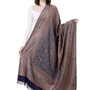 Luxury Women Kashmiri <b>Pashmina</b> Rose <b>Blue</b> Shawl Winter Warm Ethnic Jamawar Wrap Dupatta Stole Scarf Wholesales Supply - Product Image 4