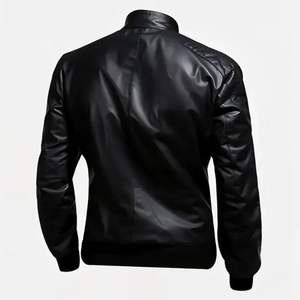 Veste en cuir d'hiver haut de gamme pour homme, vêtement d'extérieur décontracté, col montant, imperméable, écologique, respirant, antibactérien, élégant - Product Image 2