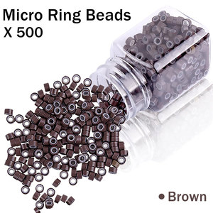 Kit d'outils pour extensions de cheveux, 500 perles brunes pour extensions de cheveux avec outil, micro-perles doublées de silicone, pince pour extensions de cheveux, aiguille à crochet - Product Image 6