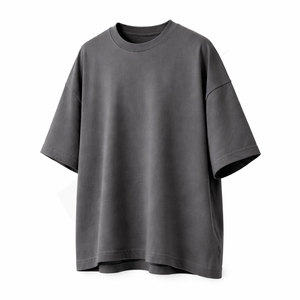T-shirt formel pour homme en coton épais 280 g/m², coupe droite, tricoté sur le devant, effet délavé vintage et usé - Product Image 2