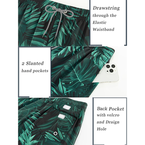 Shorts de plage légers pour hommes, extensibles dans quatre sens, avec cordon de serrage et taille élastique, parfaits pour l'été et la natation - Product Image 5