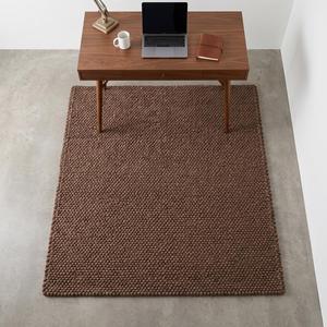 Alfombra Tejida a Mano de Pelo Medio Antideslizante con Diseño de Guijarros y Lana Marrón, Estilo Rústico Moderno para Decoración del Hogar - Product Image 1