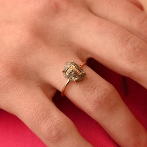 18K Yellow Gold Personalized <b>Initial</b> <b>Ring</b> with VVS1 Oval Cut Diamond - Product Image 1