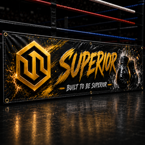 Custom Any <b>Size</b> Boxing <b>Ring</b> Side Banner Polyester Banner Waterproof Printed Fabric Boxing <b>Ring</b> Banner Black And Gold Banner - Product Image 1