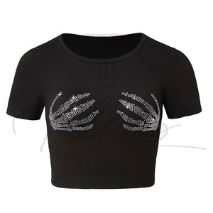 Top Corto de Mujer con Pedrería, Nuevo, Elegante, Transpirable, Diseño Único, Venta al Por Mayor, para Venta en Línea - Product Image 2