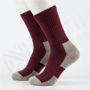 Burgundy Crew <b>Socks</b> Cotton Bamboo Fiber <b>Breathable</b> Solid Color Adult Casual Autumn Knitted <b>Socks</b> - Product Image 3