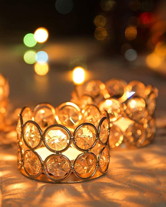 Support de bougie chauffe-plat en cristal, bol votif décoratif pour centre de table de fête à domicile, événement de mariage - Product Image 3