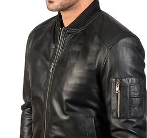 เสื้อแจ็กเก็ตหนังสำหรับผู้ชาย, เสื้อแจ็กเก็ตหนังสไตล์2024อินเทรนด์เสื้อกันลมมีซิปซับในคุณภาพสูง - Product Image 3