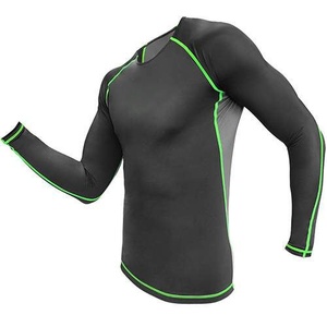 Men's <b>compression</b> <b>shirt</b> gym Quick dry rash guard Solid gray fitness <b>shirt</b> Polyester long sleeve rashguard - Product Image 2
