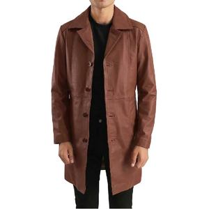 Abrigo Largo de Cuero Marrón para Hombre, Calidad Premium, Elegante Abrigo de Invierno, Prenda Exterior Duradera y Moderna, Estilo Clásico y Cálido - Product Image 3