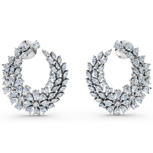 Pear Cut Moissanite <b>Hoop</b> Earrings <b>Sterling</b> <b>Silver</b> Women's Leaf Design Wedding Jewelry Luxury Style Claw Setting - Product Image 1