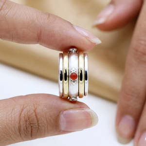 Best Selling 925 <b>Silver</b> Fine Jewelry Wholesale Natural Carnelian Gemstone Thumb Band <b>Ring</b> Plain Two Tone Spinner for Weddings - Product Image 4