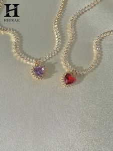 สร้อยคอเทนนิสเพชรทองคำ 18K แบบสั่งทำพิเศษ พร้อมจี้รูปหัวใจเพชรชมพูเพาะเลี้ยงในห้องปฏิบัติการ สร้อยคอจี้รูปวงแหวนโรแมนติก เครื่องประดับเจ้าสาว - Product Image 6