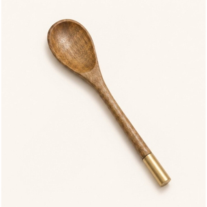 Vintage Mango Wood Salad Server Set Eco-Friendly Wooden Serving Spoons for Kitchen & Dining Tableware with Gold Finish Handles - Product Image 5