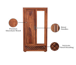 Armario de Madera Maciza Sheesham de Diseño Clásico para Dormitorio, Armario de Gran Capacidad para Almacenamiento en el Dormitorio, Almirah para el Hogar o Hotel - Product Image 5