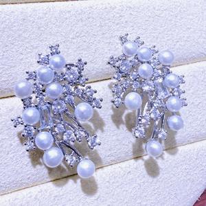 Elegant Luxurious Fine <b>Dangle</b> <b>Earrings</b> for Female Multi-<b>pearl</b> Nebula Design with Freshwater <b>Pearls</b> Diamond Fashionable & Stylish - Product Image 3
