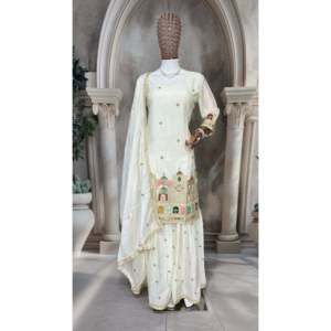Conjunto de traje de diseñador para mujer con bordado de lentejuelas de múltiples agujas - Product Image 4