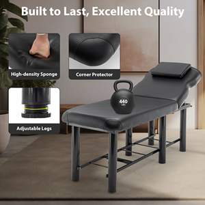 Cama de Salón Profesional Negra Ajustable con Reposacabezas Extraíble, Estante Inferior de Almacenamiento, Capa de Espuma Viscoelástica, Mesa de Masaje Ajustable - Product Image 6
