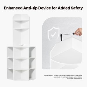 Mueble de Almacenamiento de Madera Independiente de 64 Pulgadas de Alto con 6 Niveles, Puertos USB y Tomas de Corriente, Estantes Ajustables para Sala de Estar - Product Image 6