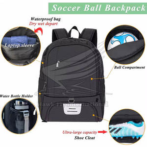 Professional Soccer <b>Backpack</b> with Ball Compartment and Shoe Pocket Durable <b>Black</b> Sports Bag for Football Training - Product Image 4