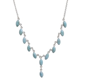 Larimar naturel 925 argent Sterling Marquise collier de pierres précieuses bijoux de créateur pierre naturelle bijoux faits à la main cadeau pour elle - Product Image 1