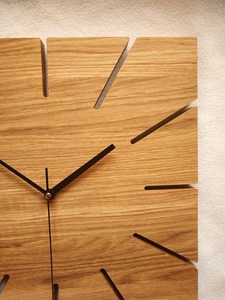 Hand Crafted Wooden Square <b>Wall</b> <b>Clock</b> Analog Quartz Design For Living Room Silent Operation Button Battery Powered - Product Image 3