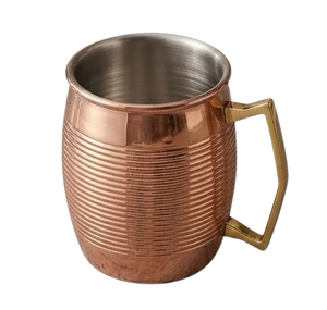 Tazas de Cobre Puro Metálicas con Diseño Acanalado y Acabado Brillante para Beber Agua - Product Image 2