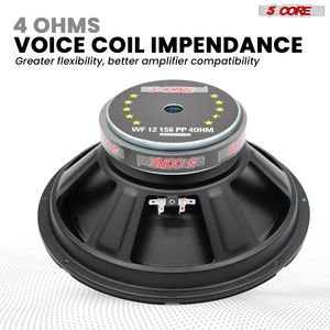 Subwoofer per Auto da 400W, Coppia di Woofer da 12 Pollici, Magnete Y30 da 50 Oz, Impedenza 4 Ohm, Ricambio per Bassi Profondi, Cono in Polipropilene con Sospensione in Gomma - Product Image 6