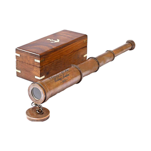 Télescope vintage en cuivre de Londres de 1917, jumelles nautiques en laiton avec boîte en bois, artisanat métallique, lunette marine antique pour cadeau et décoration - Product Image 5