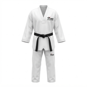 Uniforme de Taekwondo WIZE INTERNATIONAL, Dobok para Adultos Unisex, Blanco, Algodón Elástico, Secado Rápido, Ligero, Transpirable, Corte Regular - Product Image 1
