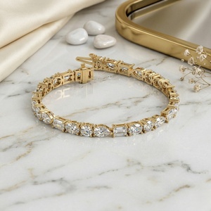 9.20CTW Mixed-Cut Prong-<b>Set</b> Diamond Line Bracelet - Product Image 2