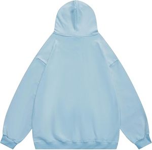 เสื้อฮู้ดโอเวอร์ไซส์สีฟ้าอ่อนสำหรับผู้ชาย ปักโลโก้ N Star สไตล์ลำลอง สตรีทแวร์ ผ้าฝ้ายเฟรนช์เทอร์รี่ เหมาะสำหรับใส่ในฤดูใบไม้ร่วง - Product Image 2