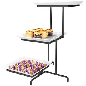 Expositor de postres dorado, expositor de buffet, soporte elevado para pasteles, mesa de exhibición para catering, expositor de postres metálico - Product Image 4