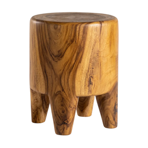 <b>Rustic</b> Organic <b>Side</b> <b>Table</b> Solid Suar Wood Sculptural Round Accent <b>Table</b> Natural Wood Grain Finish Living Room Bedroom - Product Image 1